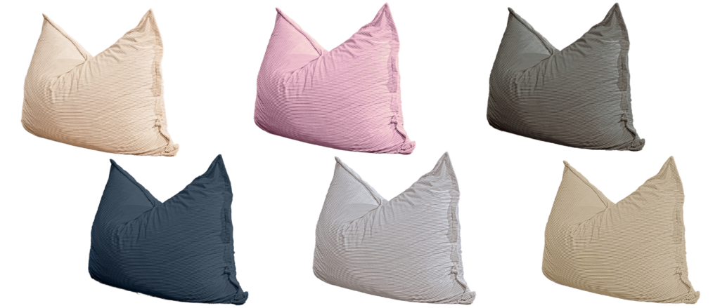 pouf chambre bannière six poufs velours côtelé de six couleurs différentes