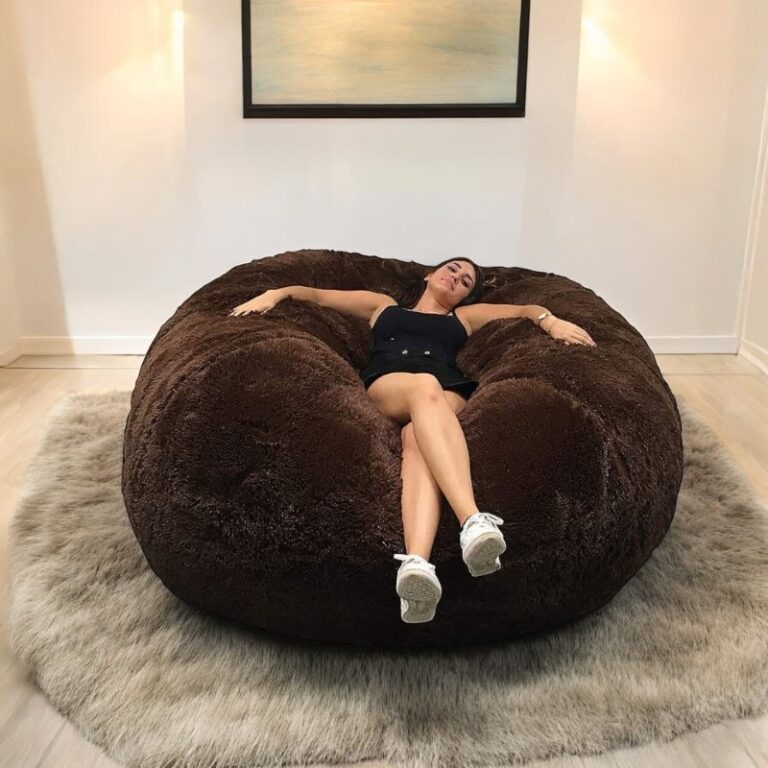 pouf géant fourrure marron