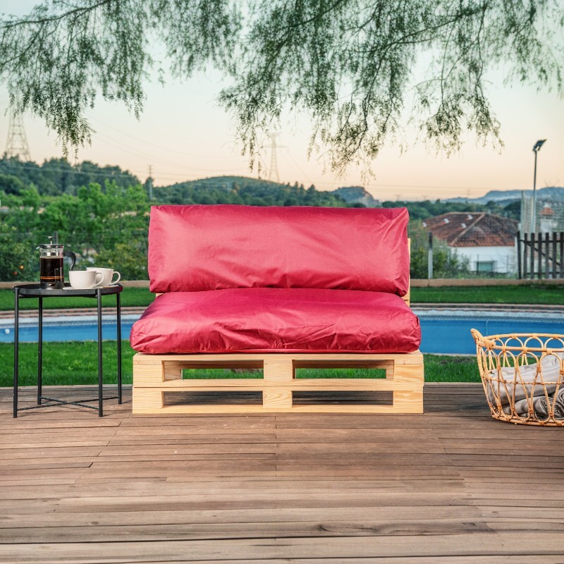 Coussins de palette déhoussables rouge