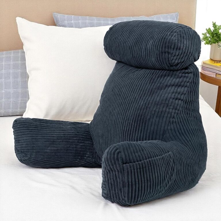 Coussin de lecture velours côtelé déhoussable bleu