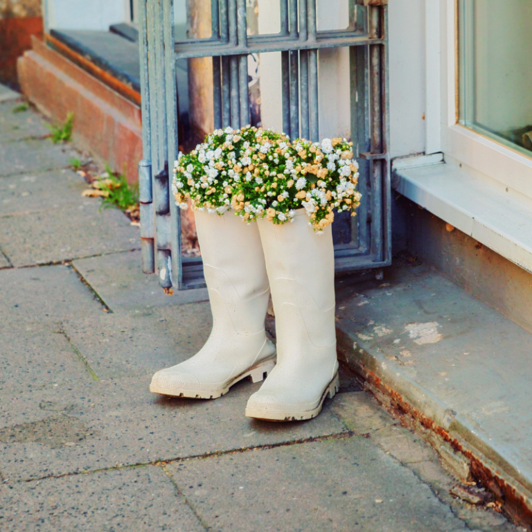 Upcycling bottes en pot de fleurs