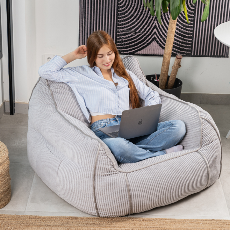 Pouf fauteuil gris