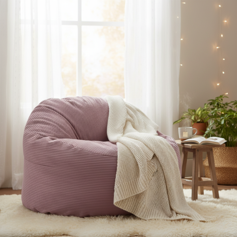 Pouf 100 cm velours côtelé rose Bananair