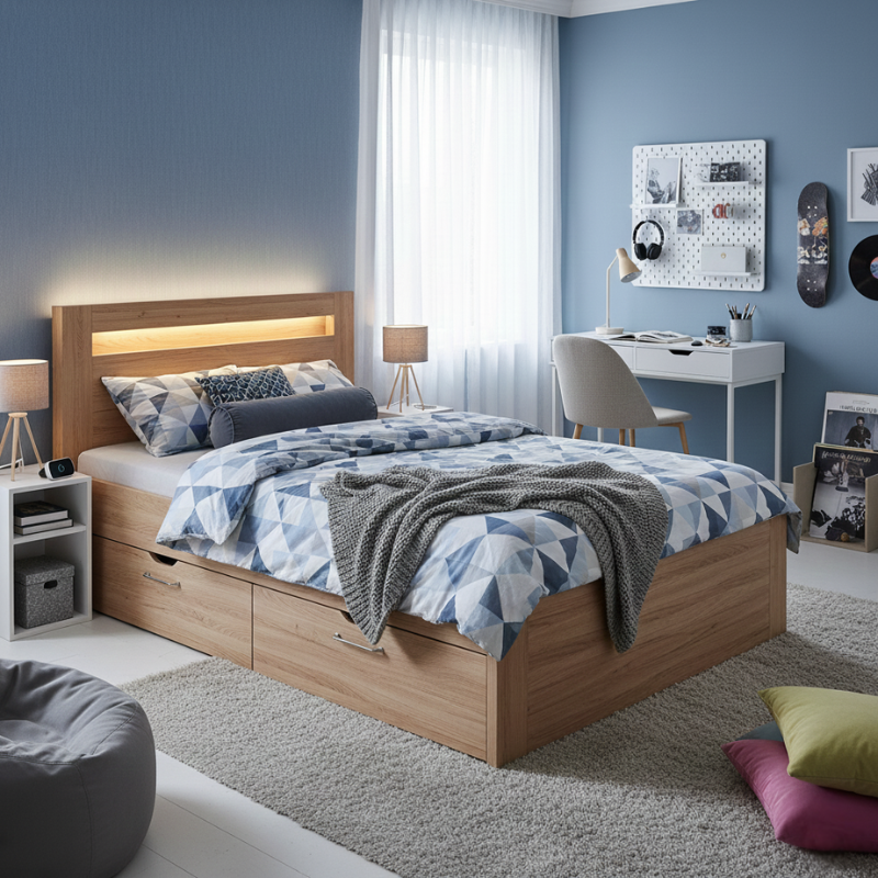 Chambre d'ado avec lit à tiroirs