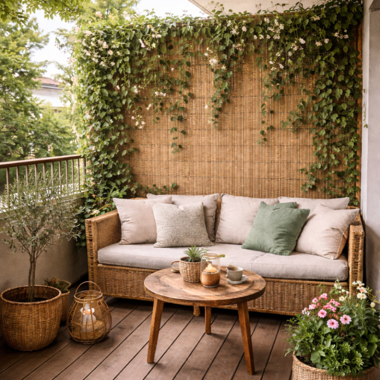 balcon aménagé avec un brise-vue